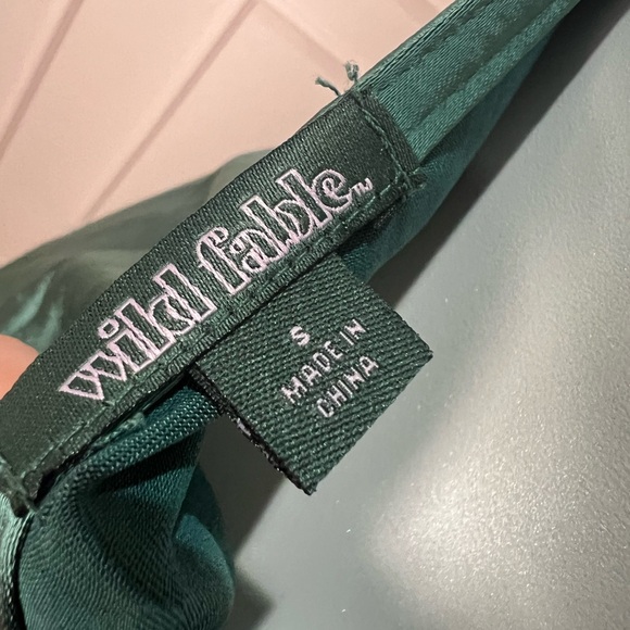 Target Midi Sage Green Slit Satin Dress Wild Fabl - Picture 4 of 4